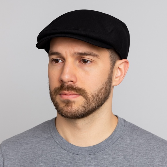 Jaxon Black Ivy Flat Cap Newsboy Hat Cotton Twill Size M Unisex - Picture 1 of 10